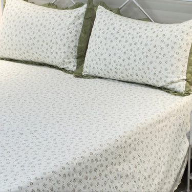 Olive Grove Soft Cotton Feel Double Bed Bedsheet Set with Lace Detailed Pillow Covers (250 x 270 cm) | full view