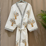 Orange Adult Handblocked Bathrobe | Front View