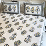 Paisley Charm Handblocked Cotton Bedsheet | Side View
