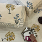 Palm & Buta Handblock Print  400 TC Pure Cotton Handcked Bedsheet (King Size) | creative view