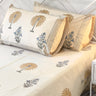 Palm & Buta Handblock Print  400 TC Pure Cotton Handcked Bedsheet (King Size) | front view