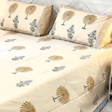 Palm & Buta Handblock Print  400 TC Pure Cotton Handcked Bedsheet (King Size) | full view