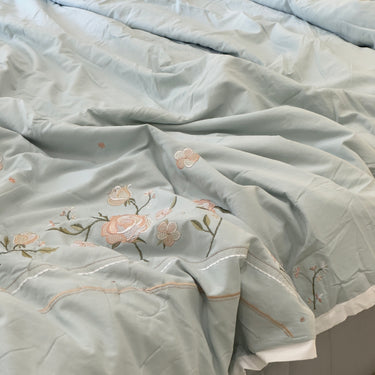 Pastel Green Embroidered AC Comforter | Double | creative