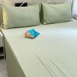 Pastel Green Solid 400TC Pure Cotton Bedsheet Set | full view