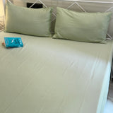 Pastel Green Solid 400TC Pure Cotton Bedsheet Set | side view