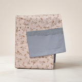 Peach Blue Rose Soft Cotton Feel Double Bed Bedsheet Set with Lace Detailed Pillow Covers (250 x 270 cm) | studio front view