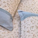 Peach Blue Rose Soft Cotton Feel Double Bed Bedsheet Set with Lace Detailed Pillow Covers (250 x 270 cm) | top view