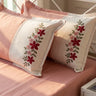 Peach Embroidered Pure Cotton Linen Bedsheet | 110 X 110 | pillow view