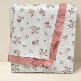 Peach Rose Soft Cotton Feel Double Bed Bedsheet Set with Lace Detailed Pillow Covers (250 x 270 cm) |front studio view