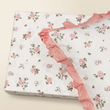 Peach Rose Soft Cotton Feel Double Bed Bedsheet Set with Lace Detailed Pillow Covers (250 x 270 cm) |top studio view