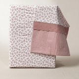 Peachy Leaf Soft Cotton Feel Double Bed Bedsheet Set with Lace Detailed Pillow Covers (250 x 270 cm) | front studio view