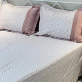 Peachy Leaf Soft Cotton Feel Double Bed Bedsheet Set with Lace Detailed Pillow Covers (250 x 270 cm) | full view