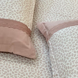 Peachy Leaf Soft Cotton Feel Double Bed Bedsheet Set with Lace Detailed Pillow Covers (250 x 270 cm) | top view
