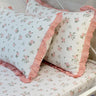 Peachy Rose Soft Cotton Feel Double Bed Bedsheet Set with Lace Detailed Pillow Covers (250 x 270 cm) | side view