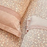 Peachy Rose Soft Cotton Feel Double Bed Bedsheet Set with Lace Detailed Pillow Covers (250 x 270 cm) | top view