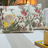 Peacock Floral Embroidered Cushion Cover | creative view