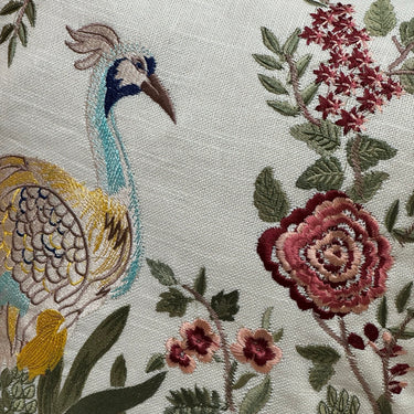 Peacock Floral Embroidered Cushion Cover | embroidery view