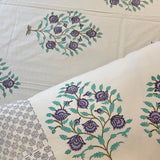 Phool Jharokha Handblock Print  400 TC Pure Cotton Handcked Bedsheet (King Size) | focus handblock view