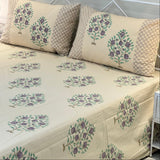 Phool Jharokha Handblock Print  400 TC Pure Cotton Handcked Bedsheet (King Size) | full angle view