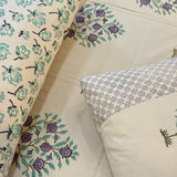 Phool Jharokha Handblock Print  400 TC Pure Cotton Handcked Bedsheet (King Size) | top angle view