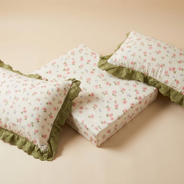 Phoolbari Mist Print 400TC Cotton Bedsheet | King Size | top view