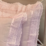 Pink Cotton Pillow Cover with Lace Frills | frill view