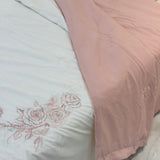 Pink Cream Reversible Embroidered Comforter | Double | reversible view