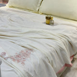 Pink Cream Reversible Embroidered Comforter | Double | right view