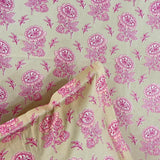 Pink Floral 400 TC Cotton Bedsheet Set closeup view