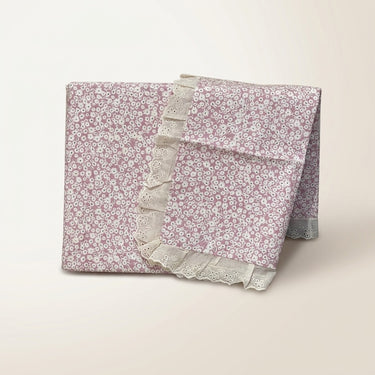 Pink Lace Print 400TC Cotton Bedsheet | King Size | studio front view