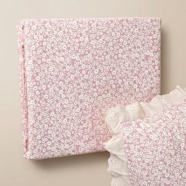 Pink Lace Print 400TC Cotton Bedsheet | King Size | studio top view
