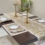 Pink and Blue Hand-Block Table Runner | Overall View