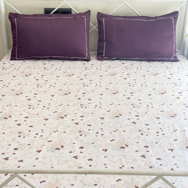 Plum Petal contrast 400tc bedsheet | Front View