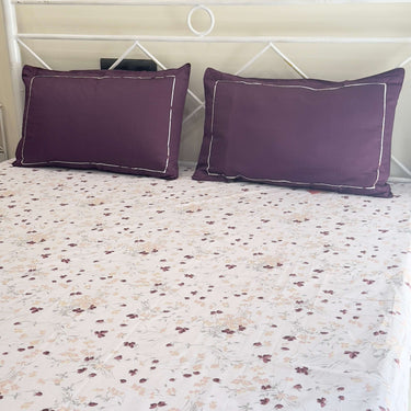 Plum Petal contrast 400tc bedsheet | Side View