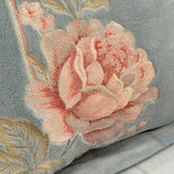 Powder Blue Embroidered Warm Bedsheet Set closeup view 