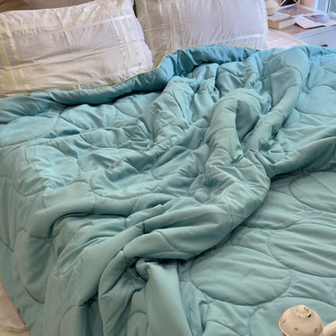 Powder Blue Soft Fibre Quilted AC Comforter | creative view