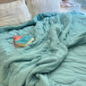 Powder Blue Soft Fibre Quilted AC Comforter | full view