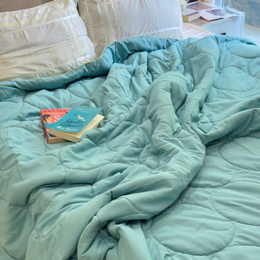 Powder Blue Soft Fibre Quilted AC Comforter | full view