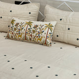 Premium Embroidered Bedcover Set with Palm & Deer Motifs | cushion view