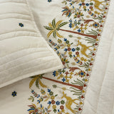 Premium Embroidered Bedcover Set with Palm & Deer Motifs | embroidery view