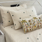 Premium Embroidered Bedcover Set with Palm & Deer Motifs | left view