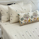 Premium Nature-Inspired Multicolor  Embroidered Bedcover Set | focus view