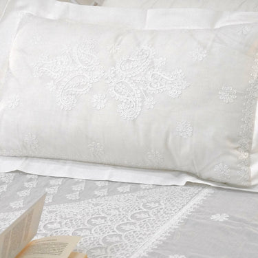 Pure Cotton Chikankari Embroidered Double Bedsheet Set (3 Pieces) with 2 Pillow Covers | pillow view