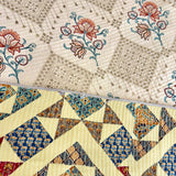 Quilted yellow bedcover set | reversible view