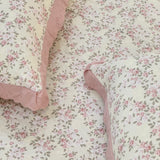 Raspberry Waffle Cotton Feel Double Bed Bedsheet Set with Soft Comfort Layer & Lace Detailed Pillow Covers (250 x 270 cm) | focus view