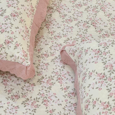 Raspberry Waffle Cotton Feel Double Bed Bedsheet Set with Soft Comfort Layer & Lace Detailed Pillow Covers (250 x 270 cm) | focus view