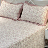 Raspberry Waffle Cotton Feel Double Bed Bedsheet Set with Soft Comfort Layer & Lace Detailed Pillow Covers (250 x 270 cm) | full view