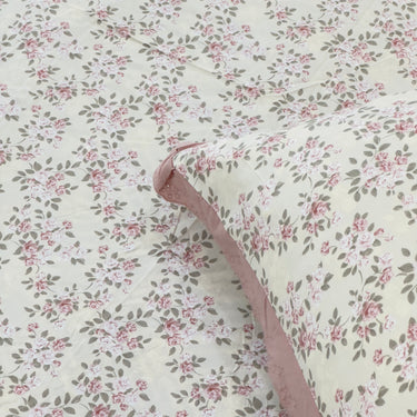 Raspberry Waffle Cotton Feel Double Bed Bedsheet Set with Soft Comfort Layer & Lace Detailed Pillow Covers (250 x 270 cm) | top view