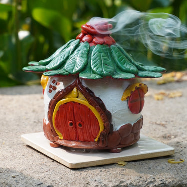 Red Door Leaf Cottage Dhoop Stand | front view