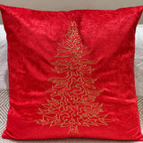 Red Embroidered Christmas Cushion Cover – Single Piece | Christmas Special Front view